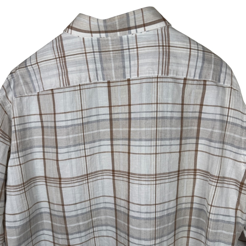 Khakis of Carmel Mens Plaid Button Down Shirt Made in Italy Long Sleeve Casual - Picture 3 of 5